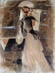 Täyspitkä muotokuva Madeleine Carlierista. Paul Helleu (1859-1927), 1900-luku. Bayonne, Bonnat Museum