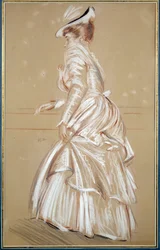 Valkoisen naisen muotokuva. Paul Helleun (1859 - 1927) piirros, 1900-luku. Bayonne, Musee Bonnat