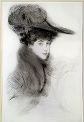 Malboroughin herttuattaren muotokuva. Piirustus Paul Helleu (1859-1927), 1900-luku. Bayonne, Musee Bonnat