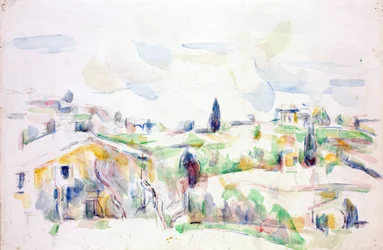Maisema Provencessa - Cezanne, Paul (1839-1906) - 1895-1900 - Vesiväri paperille - 31,3x47,8 cm- Szepmuveszeti Muzeum, Budapest