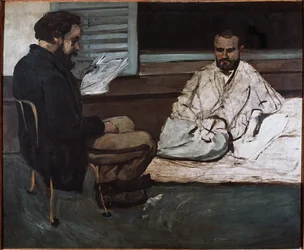 Paul Alexis lukee käsikirjoitusta Emile Zolalle (öljy kankaalle
