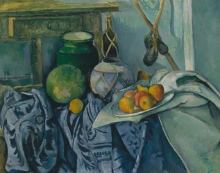 Asetelma inkivääripurkin ja munakoisojen kanssa, 1893-94.