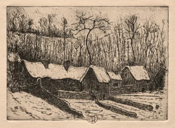 Kuusi etsausta: Olkikattoinen leipomo, Auvers, 1895.