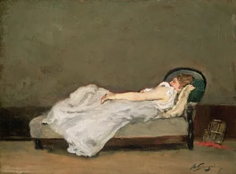 Vaaleatukkainen nainen sohvalla, 1884