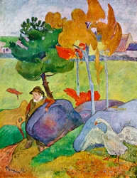 Pieni bretonipoika hanhen kanssa, 1889 1939.