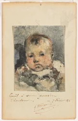 Lapsen muotokuva, 7. helmikuuta 1875 (akvarelli paperille asetettuna alkuperäiselle käyntikortille)