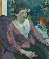 Nainen asetelman edessä, Cézanne, 1890.