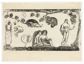 Naiset, eläimet ja lehdet Late Wood Block Prints -sarjasta
