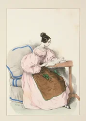AT HOME (Syyskuu 1835) Cambric-mekko d