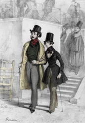 Muotokuva kirjailija George Sandista (1804-1876) Aurore Dupin, Baronne Dudevant, opiskelija Pariisissa, pukeutunut poikaan Paul Gavarnin piirustus (1804-1866)