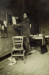Amedeo Modigliani ateljeessaan, noin 1915