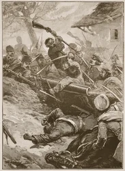 "Sitten seurasi hurja ryntäys", kuvitus Archibald Forbesin, G.A. Hentyn ja majuri Arthur Griffithsin teoksesta "Battles of the Nineteenth Century".