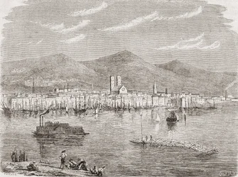 Montreal 1860-luvulla, kaiverrus Auguste Trichon (s.1814)