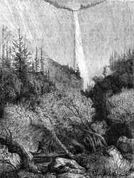Vesiputous, Yosemiten kansallispuisto, Kalifornia, 1800-luku