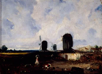Tuulimyllyt Montrougen tasangoilla, n. 1820 (öljy kankaalle)