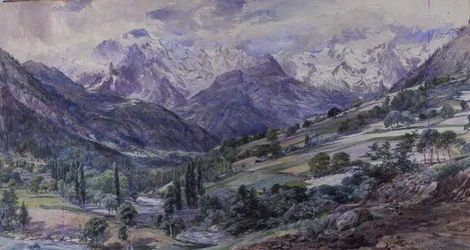 Alppimaisema (akvarelli)