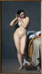 Alaston nainen konsolin äärellä. Paul Jourdy (1805-1856). Ranskalaista taidetta