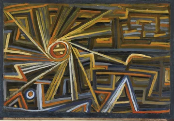 Radiação e rotação por Klee, Paul (1879-1940). Óleo sobre papel, tamanho: 35,6x52acabamento
