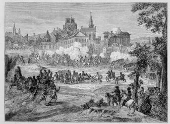 Combat du faubourg Saint-Antoine Pariisissa Fronden aikana (1652), "" 1600-luku - Instituutiot: tulli ja puvut, Ranska 1590-1700", kirjoittanut Paul Lacroix