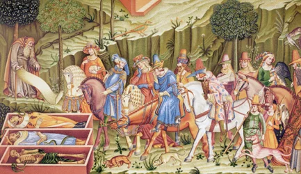 Kuoleman riemuvoitto, fresko Campo-Santossa, Pisa, Italia, Francesco Trainille omistettu.