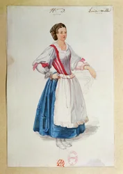 Giuseppe Verdin Luisa Millerin puku, luonnos