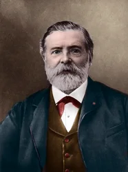 Etienne-Jules Mareyn muotokuva (1830-1904); englantilainen tiedemies ja kronovalokuvaaja; sfygmografin keksijä ja valokuvauksen ja elokuvan pioneeri. Kuva: Nadar, Paul (1856-1939). Digitaalinen väritys.