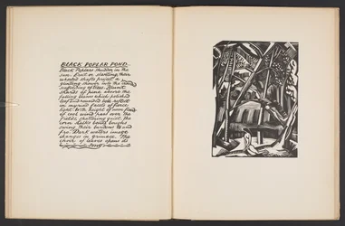 Black Poplar Pond, kuvitus kirjasta Places. Paul Nashin suunnittelemista ja kaiverretuista puupiirroksista jäljennetyt 7 vedosta ja kuvitukset proosassa". Lontoo, William Heinemann