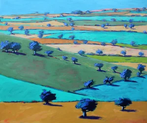 Cotswold Way, From Broadway #2, 2022 (akryyli laudalle)