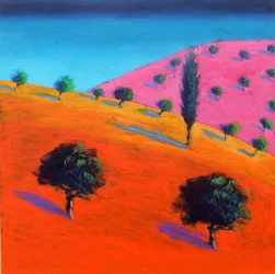 Pink Hill (akryyli kortilla)