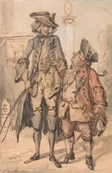 Karikatyyri George Bubb Dodingtonista ja Sir Thomas Robinsonista