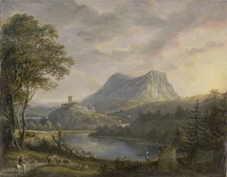 Maisema järven kanssa