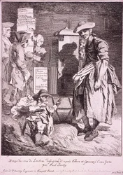 Nainen harvinaisen esityksen kanssa, Cries of London, 1760