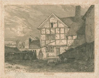 Wolverhampton - Puurakenteisen talon rauniot: teräskaiverrus, nd [c 1815]