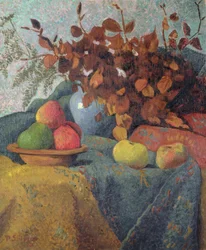 Omenien ja syksyn lehtien asetelma, 1910