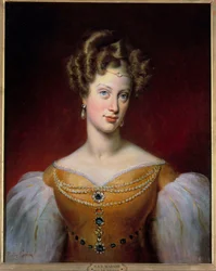 Muotokuva Marie Carolinesta, Bourbonin prinsessasta - Sisilia ja Berryn herttuatar (1798-1870) Paulin Guerinin (1783-1855) maalaus 1819 su. 0,69x0,54 m