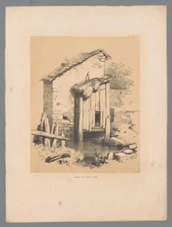 Näkymä navetta veden päällä Forêt (otsikko esineessä) Paulus Lautersin maalaukselliset kasvot (sarjan nimi) Etrennes pittoresques pour 1839, par Lauters (sarjan nimi)