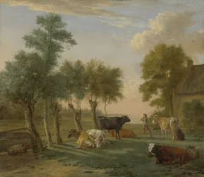 Lehmät niityllä lähellä maatilaa, 1653