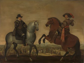 Prinssit Maurits ja Frederik Hendrik hevosen selässä, noin 1630-1635 (öljy kankaalle).