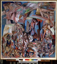 ""Kalastusvene"" (Kalastusvene) Pavel Nikolajevitš Filonovin (1883-1941) maalaus 1913-1914 Venäjän valtionmuseo, Pietari