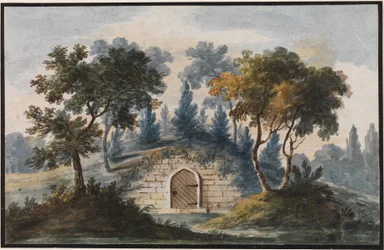 Kenraali Washingtonin hauta Mount Vernonissa (kopio Port Folio -lehden kaiverruksen mukaan).