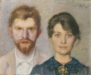 Marien ja P. S. Krøyerin kaksoismuotokuva. Pariskunta on kuvannut toisensa