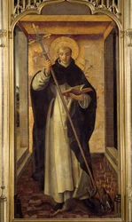 Edustus Saint Dominica de Guzmanista (1170-1221), Pedro Berrugueten (1450-1504) dominikaanisen ritarikunnan maalauksen perustajasta 1400-luvun su. 1,77x0,9 m Madrid, Prado-museo