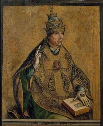 le Pape Gregoire Ier le Grand - Pyhä Gregorius Suuri - Berruguete, Pedro (1450-1503) - n. 1495 - Öljy puulle - 85,5x70 - Katalonian kansallinen taidemuseo, Barcelona