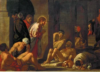 Jeesus parantaa halvaantuneen (maalaus kankaalle)