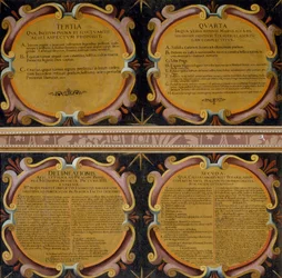 Kuvatekstit neljästä maalauksesta Valkoisen vuoren taistelusta, 7.–8. marraskuuta 1620, Pieter Snayers (1592–1667), säilytetty Santa Maria della Vittoriassa Roomassa
