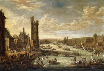 Näkymä Pariisista kohti Louvrea ja Tour de Nesleä, 1671-77