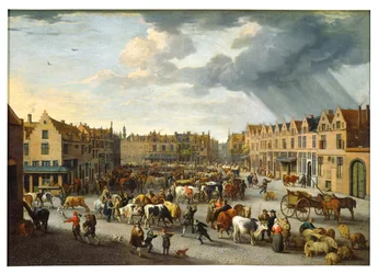 Old Ox Market Antwerpenissä (öljy kankaalle)