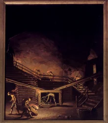 Falunin kuparikaivos Ruotsissa 1700-luvulla Per Hillestromin maalaus (1732-1816) 1700-luvun Tukholma. kansallismuseo