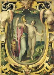 Venus ja Minerva, noin 1590 (öljy kuparille).