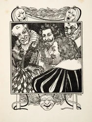 Keskusteleva papukaija, sarjasta Sata anekdoottia eläimiä, pub. 1924 (kaiverrus)
